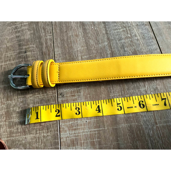 Falari 100% Genuine Leather Yellow Belt Size L - Picture 6 of 7